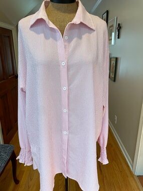 Light Pink Striped Button-Up Shirt